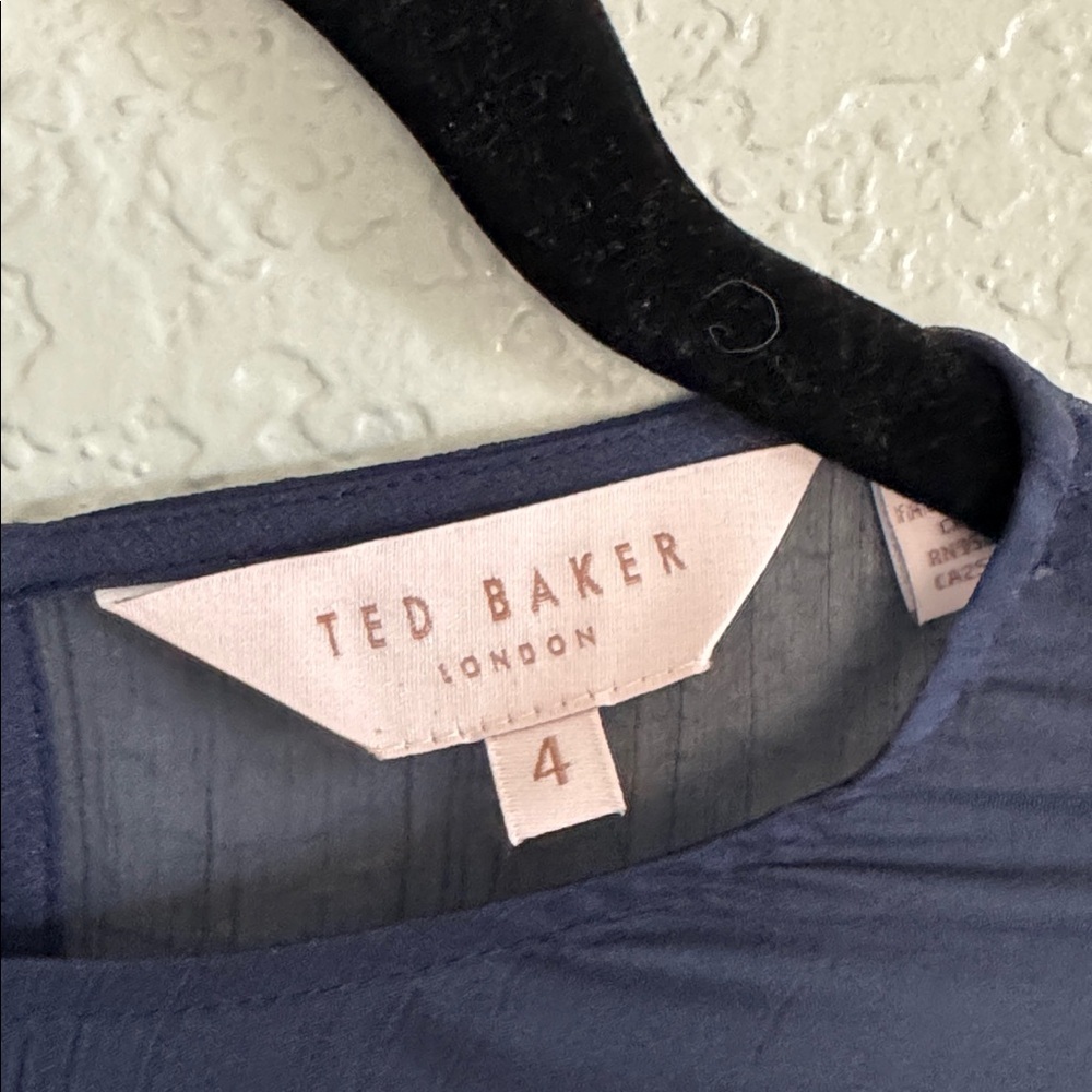 Ted Baker Zemi Pearl Printed Long Sleeve Mini Dress Dark Blue 3 US 8 - Picture 7 of 12